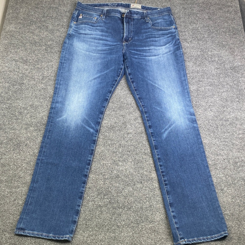AG Adriano Goldschmied Everett Slim Straight Jeans Mens 38x33 Blue Denim Japan